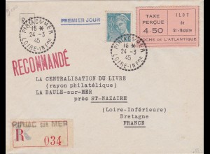 Frankreich: Saint Nazaire, MiNr. 3 II auf R-Brief