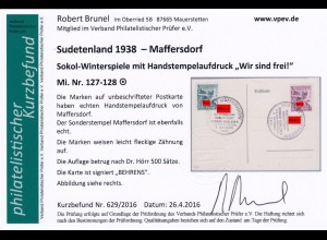 Sudetenland: MiNr. 127-128, Sokol Winterspiele