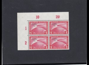 Deutsches Reich, MiNr. 496-498, Chicago 1933, postfrisch, Eckrand Viererblock