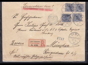 Togo 1897: R-Brief mit seltener Mischfrankatur aus Lome. Interessanter Postweg
