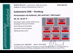 Sudetenland Rumburg, MiNr. 36-43, *