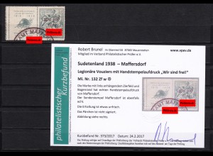 Sudetenland: Maffersdorf MiNr. 132 Zf w, gestempelt