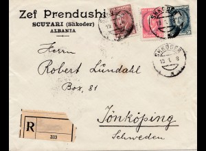 Albanien: 1928: Scutari/Shkoder to Sweden-registered