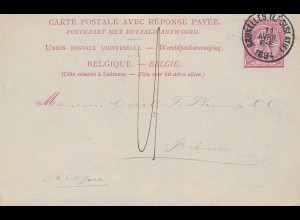 Belgien: 1894: Ganzsache Bruxelles, Perfin C.L.