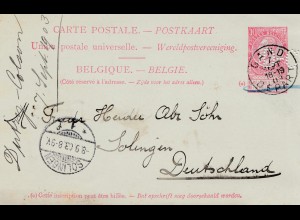 Belgien: 1903: Ganzsache Gand nach Deutschland, Perfin