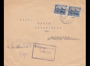 Bulgarien 1949: Brief von Sofia nach Dresden- Zeiss-Idon