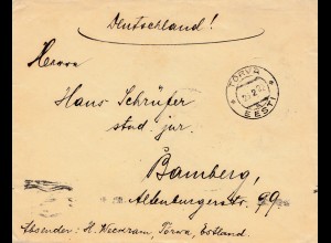Estland: 1922: Brief aus Torva nach Bamberg