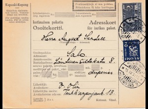 Finnland: 1931: Paketkarte Helsinki nach Salo