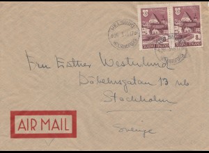 Finnland: 1948 Helsinki Luftpost nach Stockholm
