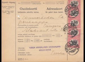 Finnland: 1925 Paketkarte nach Tampere