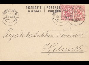 Finnland: 1918: Ganzsache nach Helsinki