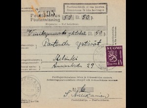 Finnland: 1930 Postanweisung von Vehmersalm