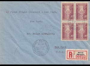 Finnland: 1947: Einschreiben / Luftpost von Helsinki nach USA