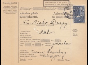 Finnland: 1931: Paketkarte von Helsinki