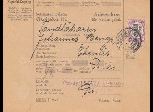 Finnland: 1929: Paketkarte Riihimäki
