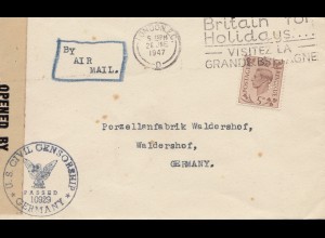 England: 1947: London nach Waldershof/Deutschland - Censor - Perfin