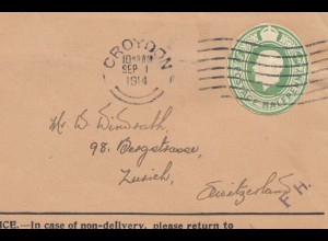 England: 1914: Croydon nach Zürich/Schweiz