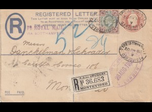 England: 1902: Registered nach Montevideo
