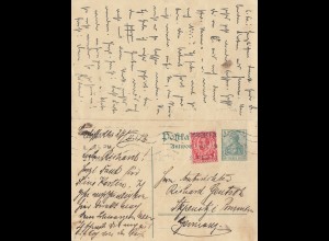 England: 1913: Ganzsache mit Antwortkarte Cardiff - Stegnitz