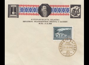 Jugoslawien: Zagreb Filatelistickog 1940 - Gutenbergova