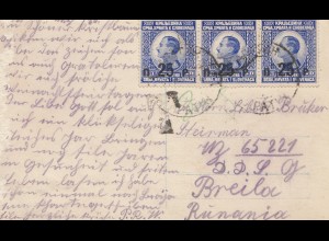 Jugoslawien: 1920 Weihanchtskarte nach Breila-Rumänien