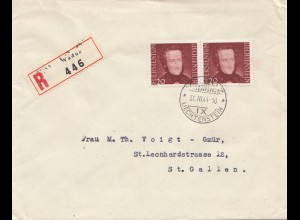 Liechtenstein: 1944 Einschreiben Vaduz nach St. Gallen