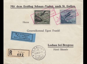 Liechtenstein: 1930: Erstflug Schaan-Vaduz/St. Gallen