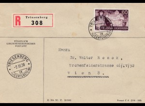 Liechtenstein: Triesenberg 1938 Einschreiben nach Wien