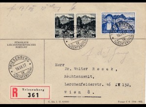 Liechtenstein: Triesenberg Einschreiben nach Wien 1937