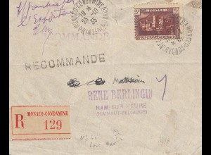 Monaco: 1935: Einschreiben nach Belgien