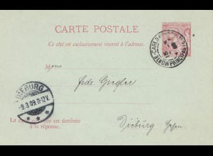 Monaco: 1909: Ganzsache nach Dieburg, mit Anwortkarte ungebraucht