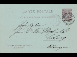 Monaco: 1892: Ganzsache P5 nach Coburg mit ungebrauchter Antwortkarte