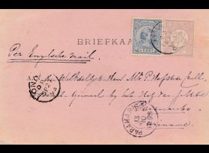 Niederlande: 1893: Briefkaart nach Paramaibo