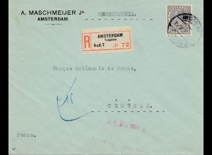 Niederlande: 1935: Einschreiben Amsterdam nach Teheran - Bank National