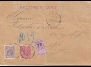 Niederlande: 1898: Einschreiben Amsterdam nach Pirna, Perfin