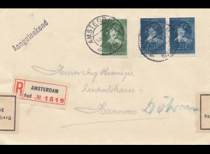 Niederlande: 1938: Einschreiben Amsterdam -Hannover - Devisenüberwachung
