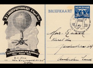 Niederlande: 1944: Ballonpost . Luchtpostcongres Rotterdam