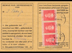 Niederlande:1950: Bewijs van Bevoegdheid voor het Afhalen van Stukken,Schiedham