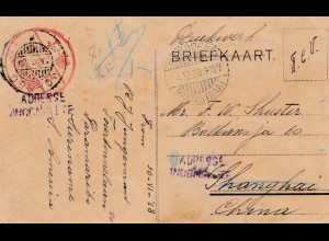 Niederlande: 1928: Briefkaart - Drucksache nach Shanghai