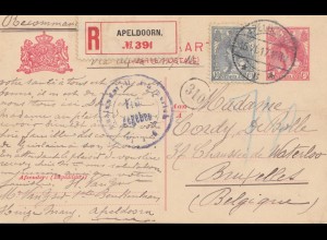 Niederlande: 1917:Ganzsache Einschreiben Apeldoorn nach Belgien-Zensur