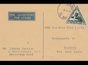 Niederlande: 1937: Luftpost Amsterdam nach Batavia/India