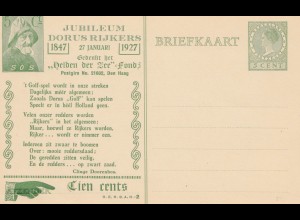 Niederlande: 1927: Ganzsache Jubileum Dorus Rijkers