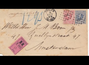 Niederlande: 1889: Tholen nach Amsterdam - Einschreiben