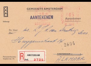 Niederlande: 1965: Einschreiben Amsterdam nach Alkmaar
