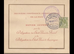 Niederlande: 1907 Gravenhage: Speise- und Tischkarte Amerique/Brésil