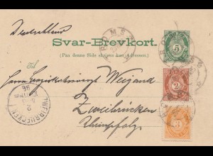 Norwegen: 1896: Ganzsache Romso nach Zweibrücken