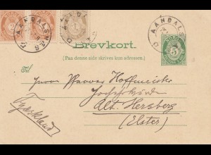 Norwegen: 1908: Ganzsache Aandalsnes nach Herzberg