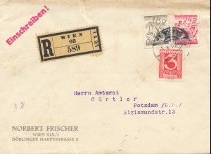 Österreich: 1920: Einschreiben Wien nach Postsdam
