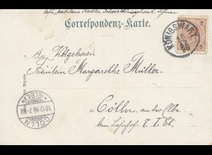 Österreich: 1898: Königswart nach Cölln a.d. Elbe (Kolin) - Ansichtskarte