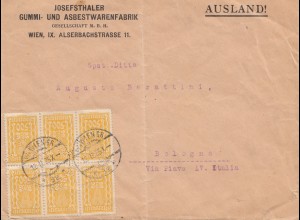 Österreich: 1925: Wein nach Bologna - Gummi und Asbestwarenfabrik